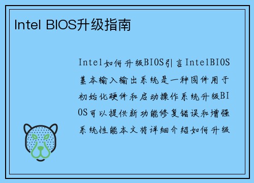 Intel BIOS升级指南